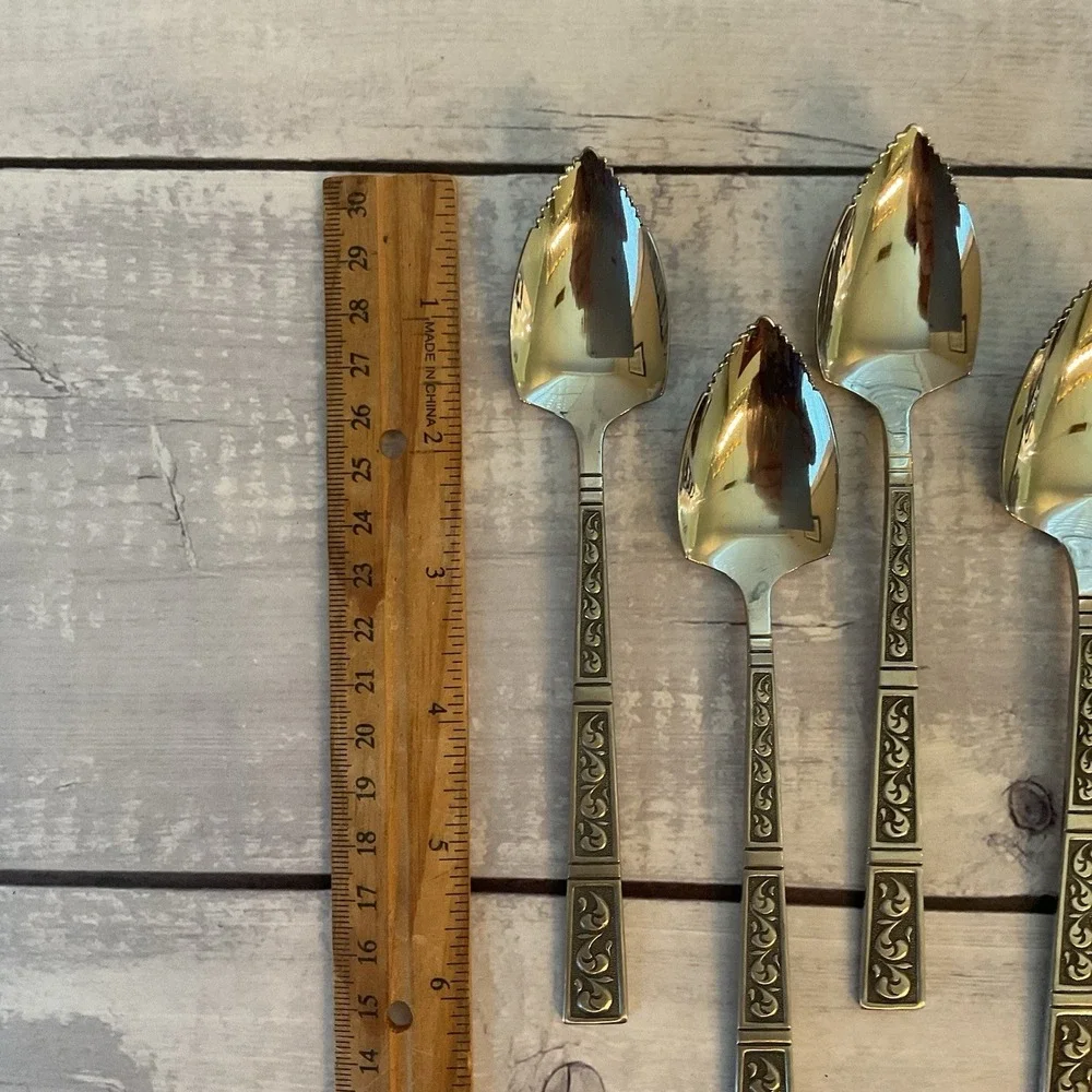 Riviera RIF4 Stainless Flatware Japan Set Of 7 Grapefruit Spoons MCM Vintage